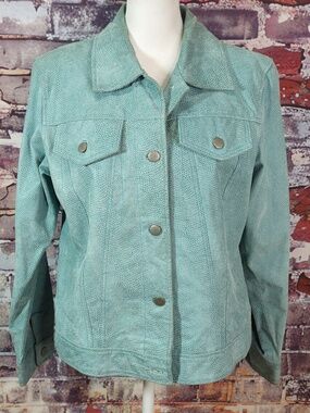 Denim & Co Snake Embossed Leather Jacket